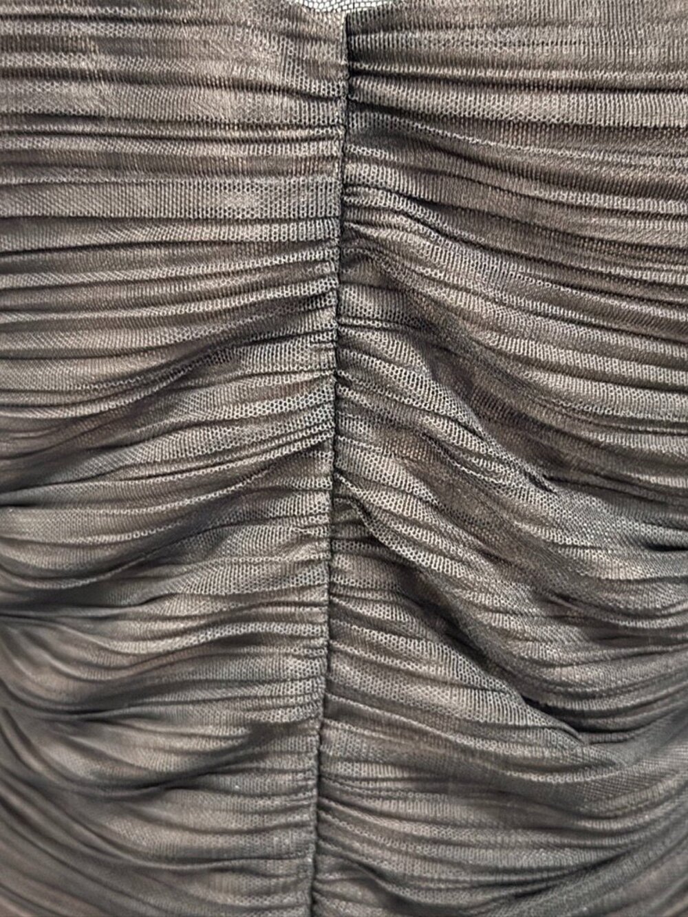 BCBGMAXAZRIA Danika Black Nude Mesh Ruched Dress, Size L, High Quality - Picture 9 of 10